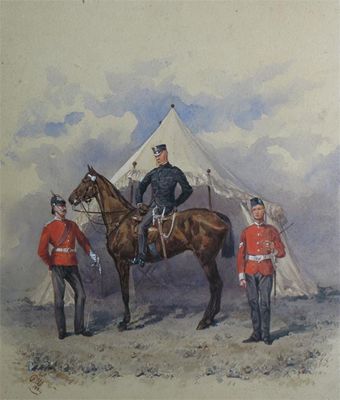 Appraisal: Reginald Augustus Wymer - An officer on horseback with soldiers