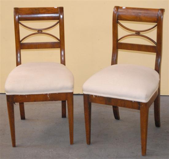 Appraisal: PAIR REGENCY SIDE CHAIRS Late th C mahogany Rolled top