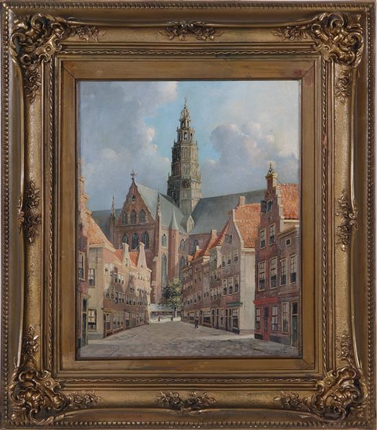 Appraisal: Jacobus Lambertus Dispo Dutch - STREET SCENE oil on canvas