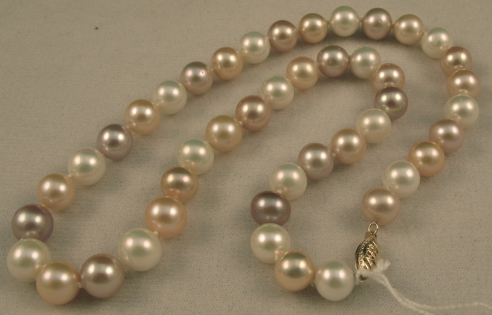 Appraisal: MULTI-COLOR PEARL PRINCESS LENGTH NECKLACE Mixed peach white and purple