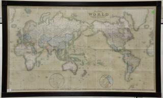 Appraisal: J C Walker World Folding Map laid on canvas and