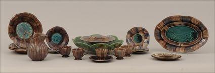 Appraisal: Assorted French Faience Tablewares Including five tea cups seven saucers