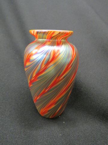 Appraisal: Steve Lundberg Art Glass Vase marbleized swirl signed and dated