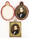 Appraisal: MINIATURE PORTRAITS - Watercolor on Ivory Portraits of David Crocker