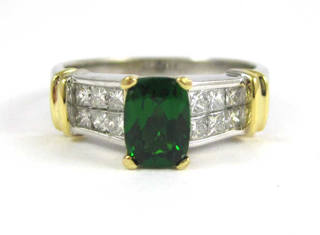 Appraisal: CHROME DIOPSIDE AND DIAMOND RING k white and yellow gold