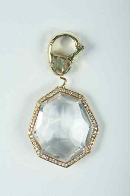 Appraisal: SIGNED IPPOLITA K YELLOW GOLD MOUNTED FACETED ASSEMETRICAL PENDANT BORDERED