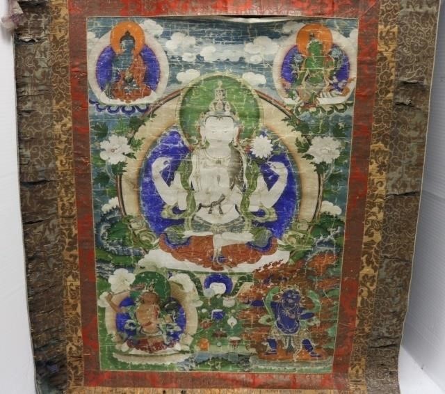 Appraisal: TH OR TH C TIBETAN THANGKA PAINTING MOUNTEDON A SILK