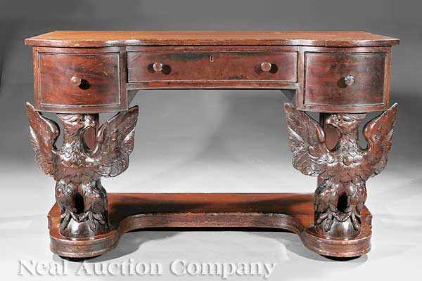 Appraisal: An Antique American Carved Mahogany Kneehole Desk late th early