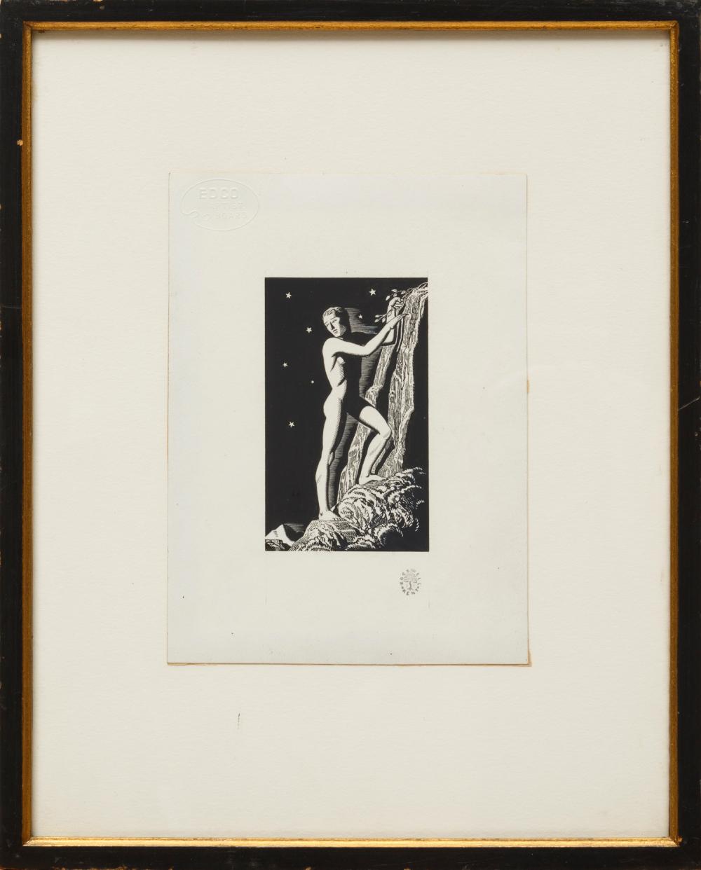 Appraisal: Rockwell Kent American New York - Man Climbing Cliff pen