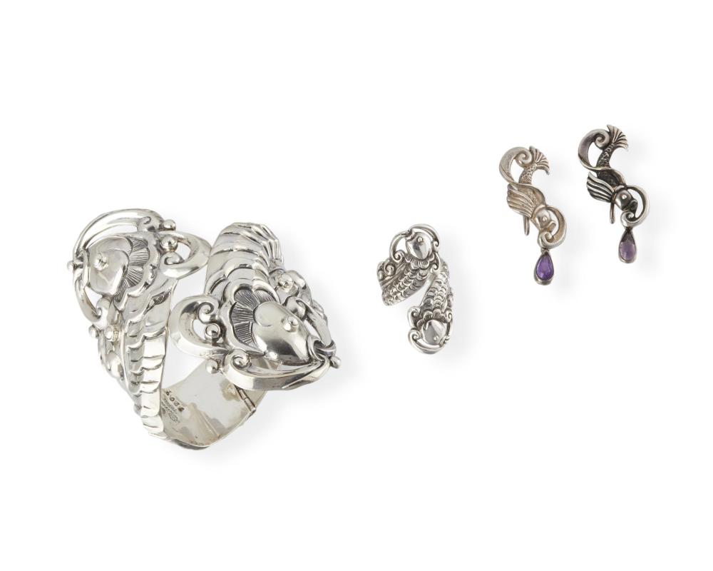 Appraisal: A suite of Margot de Taxco silver and amethyst jewelry