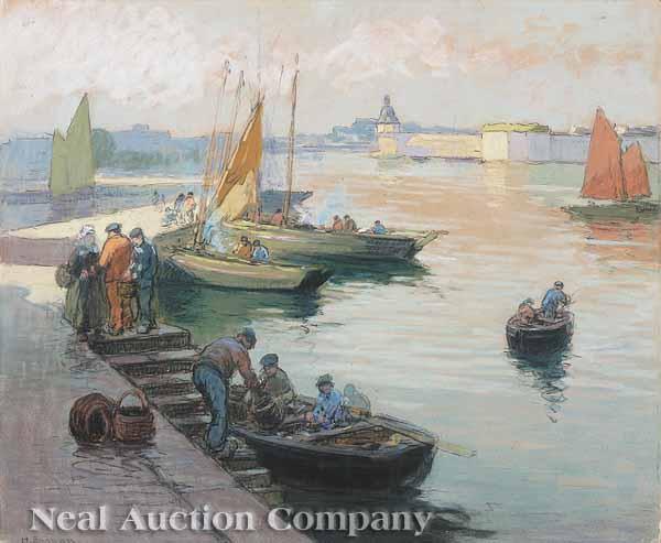 Appraisal: Henri Alphonse Barnoin French - March de Concarneau pastel on