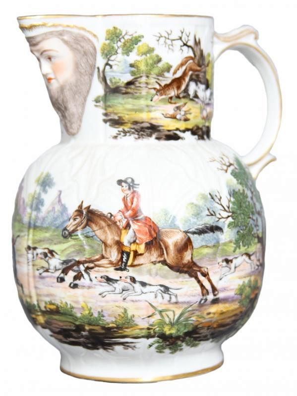 Appraisal: An English Mask Jug with Hunt Scene th century Hand