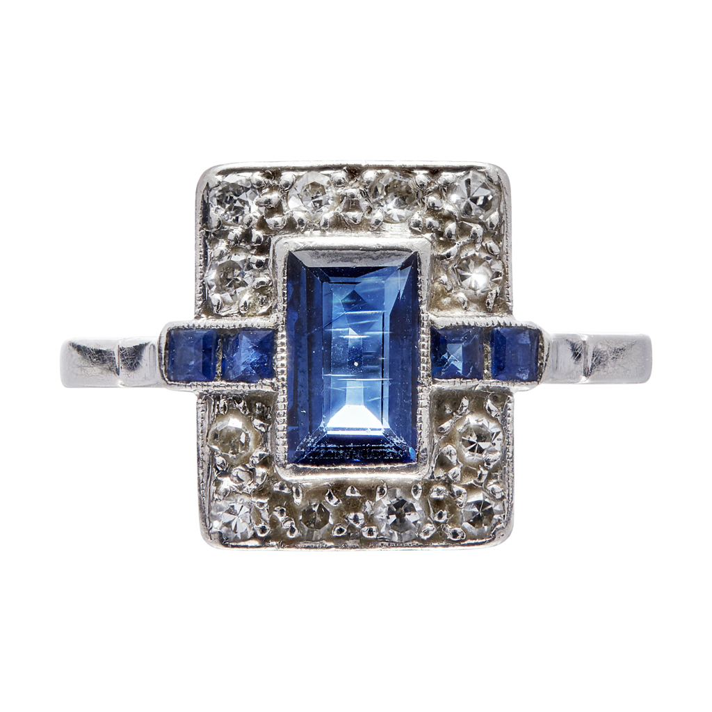 Appraisal: An early th century sapphire and diamond set ring millegrain