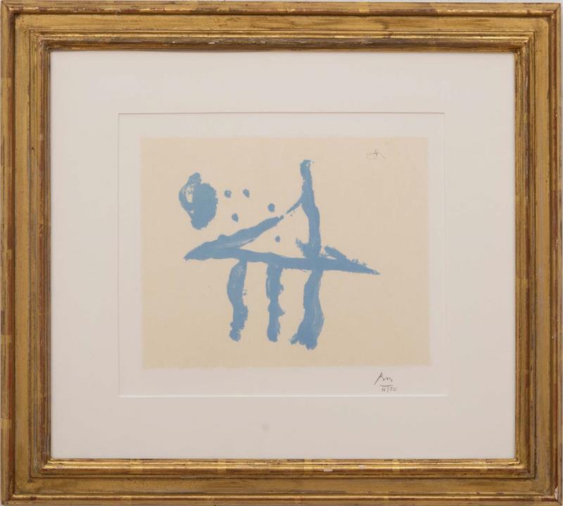 Appraisal: ROBERT MOTHERWELL - SUMMER TRIDENT Lithograph in blue on Chine