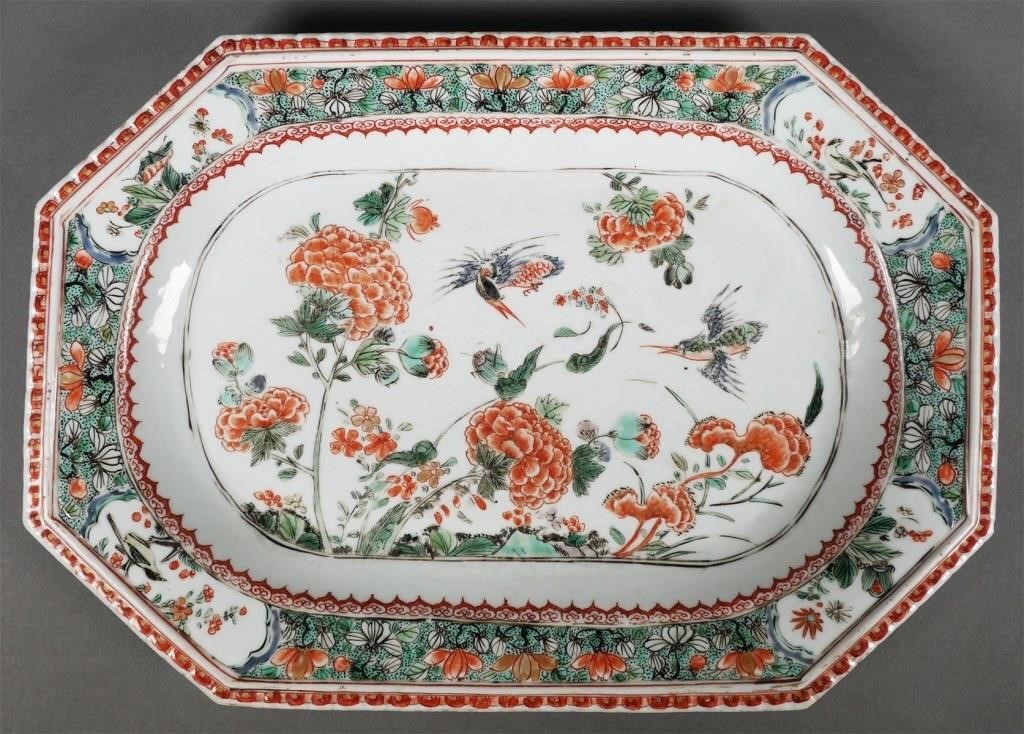 Appraisal: CHINESE EXPORT FAMILLE VERTE PORCELAIN PLATTERCirca Chinese export porcelain octagonal