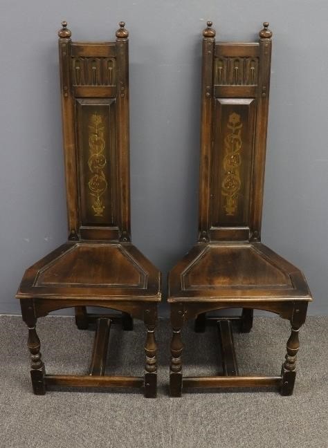 Appraisal: Pair of William Mary style walnut side chairs th c