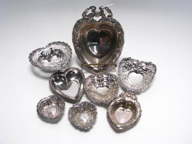 Appraisal: Group of sterling silver heart motif items largest piece is