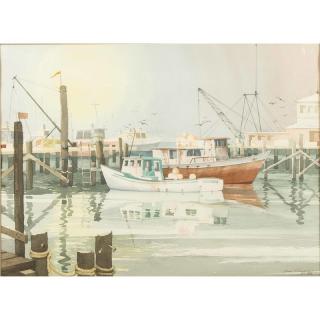 Appraisal: Klingaman Watercolor Painting Framed watercolor harbor scene by Charles A