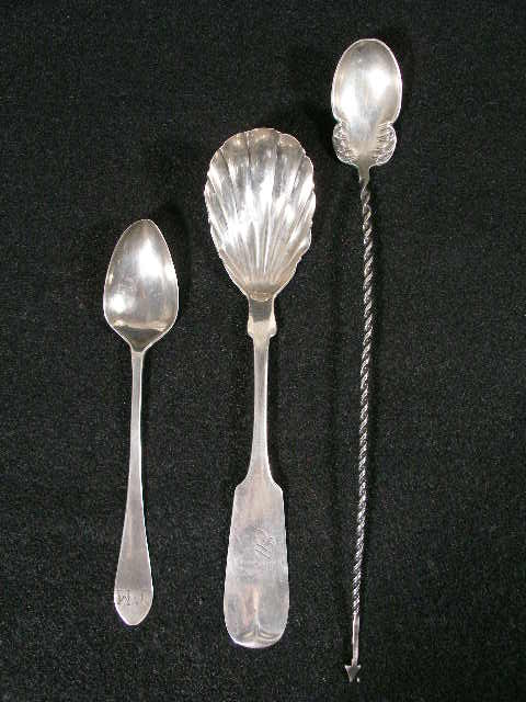 Appraisal: Group of Three Silver Spoons American th th the first