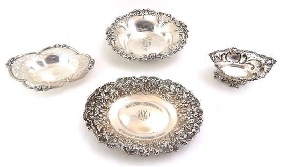 Appraisal: STERLING Four ornate sterling silver serving dishes Loring Andrews Co