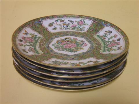 Appraisal: SIX ROSE MEDALLION DISHES Of circular shape and decorated in