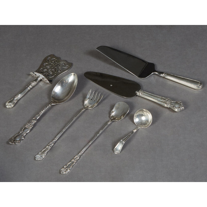 Appraisal: Group of Seven Sterling Pieces th c consisting of a