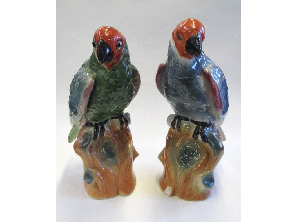 Appraisal: Pair of Boness pottery parrots