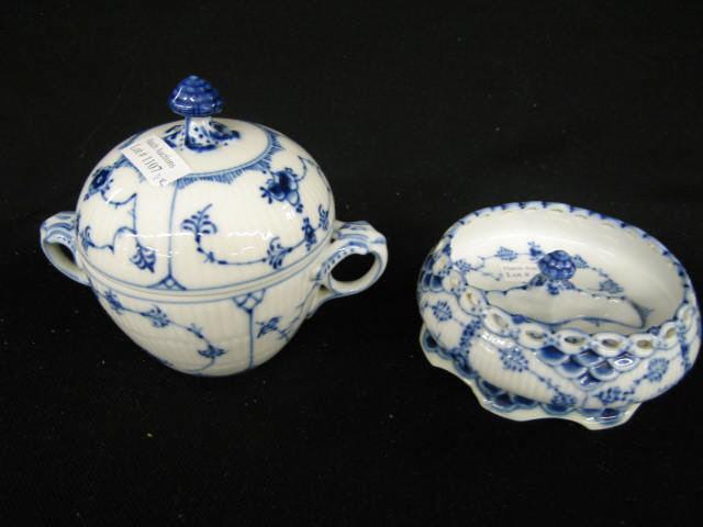 Appraisal: pcs Royal Copenhagen Blue Fluted Porcelain pattern lace edge ash