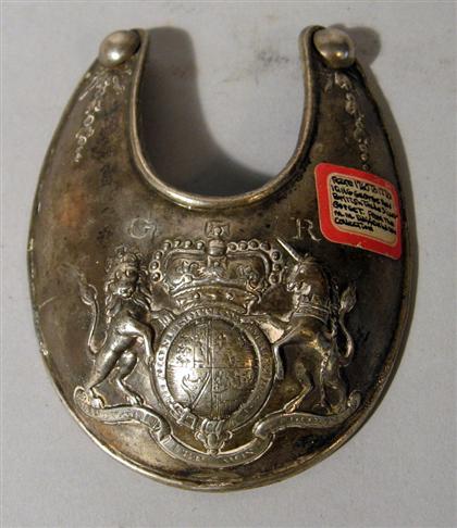 Appraisal: George III silver gorget th century Unmarked with an embossed