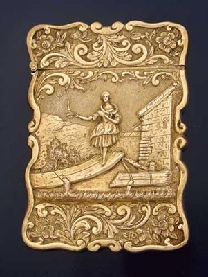 Appraisal: A Victorian silvergilt embossed card case depicting Jenny Lind with