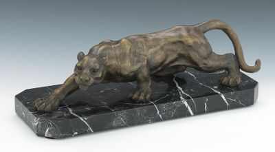 Appraisal: A Cast Bronze Sculpture of a Panther Unsigned cast bronze