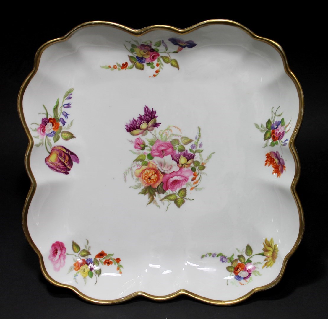 Appraisal: A Swansea porcelain dessert dish circa - of square form