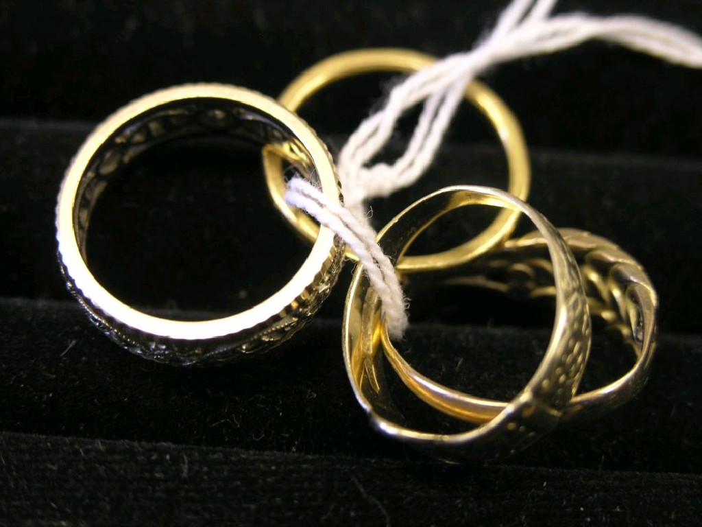 Appraisal: A gold and diamond ring together with a ct gold