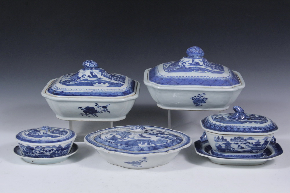 Appraisal: CHINESE PORCELAIN SERVING PIECES - All th c Canton Export