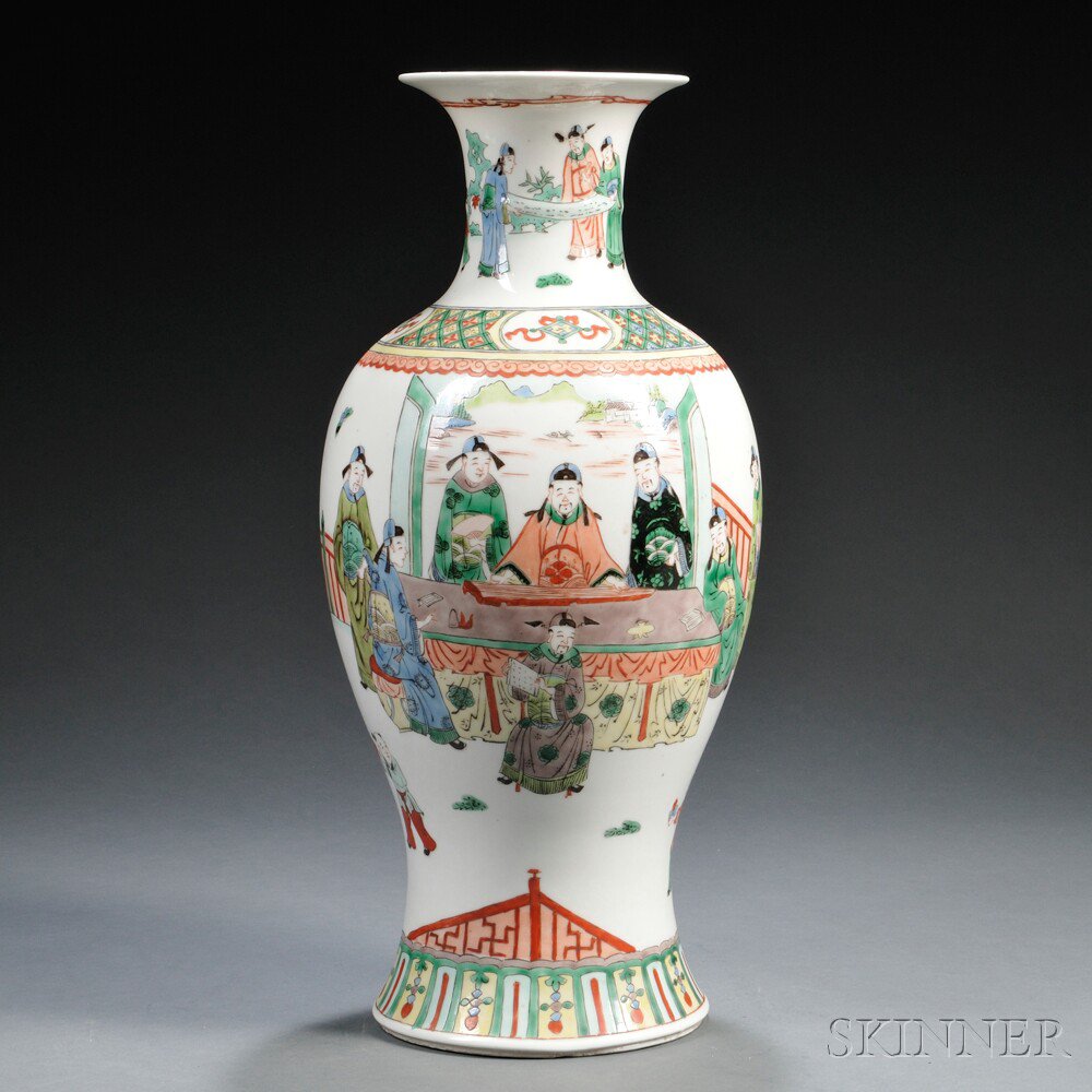 Appraisal: Famille Verte Vase China th century baluster shape depicting a