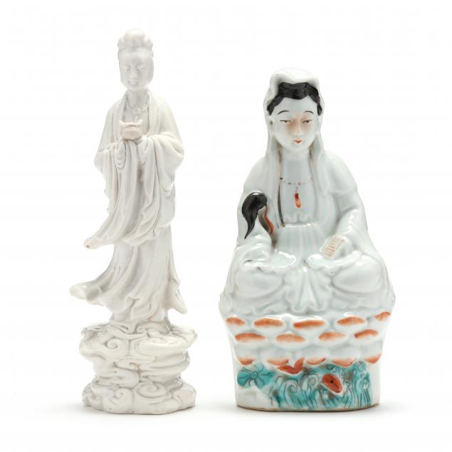 Appraisal: TWO CHINESE PORCELAIN BLANC DE CHINE FIGURES Republic period -