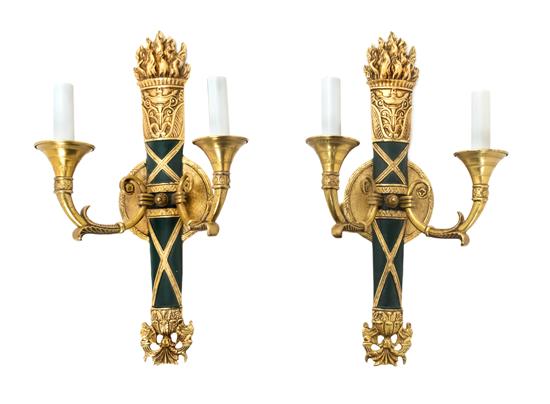 Appraisal: Sale Lot A Pair of Empire Style Gilt and Painted