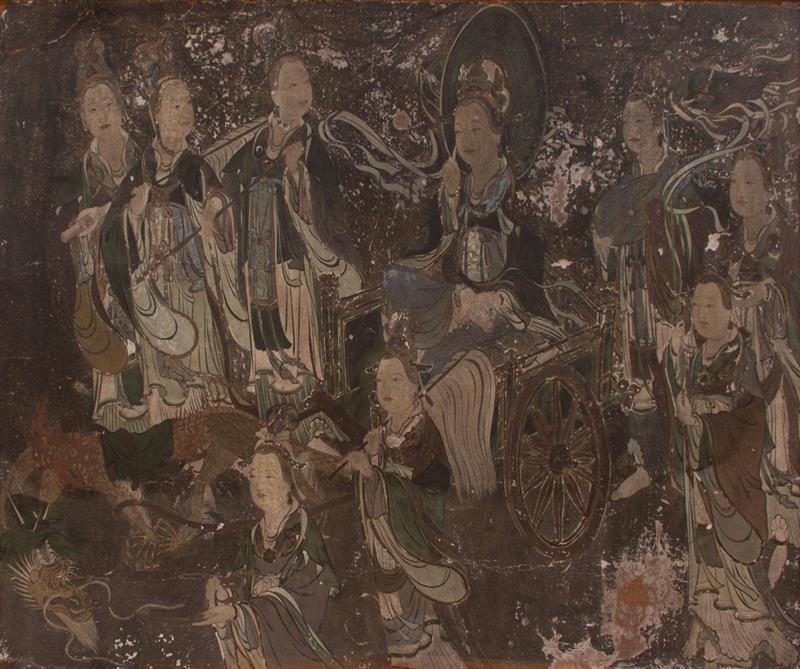 Appraisal: Chinese School Group of Male and Female Deities Fresco fragment