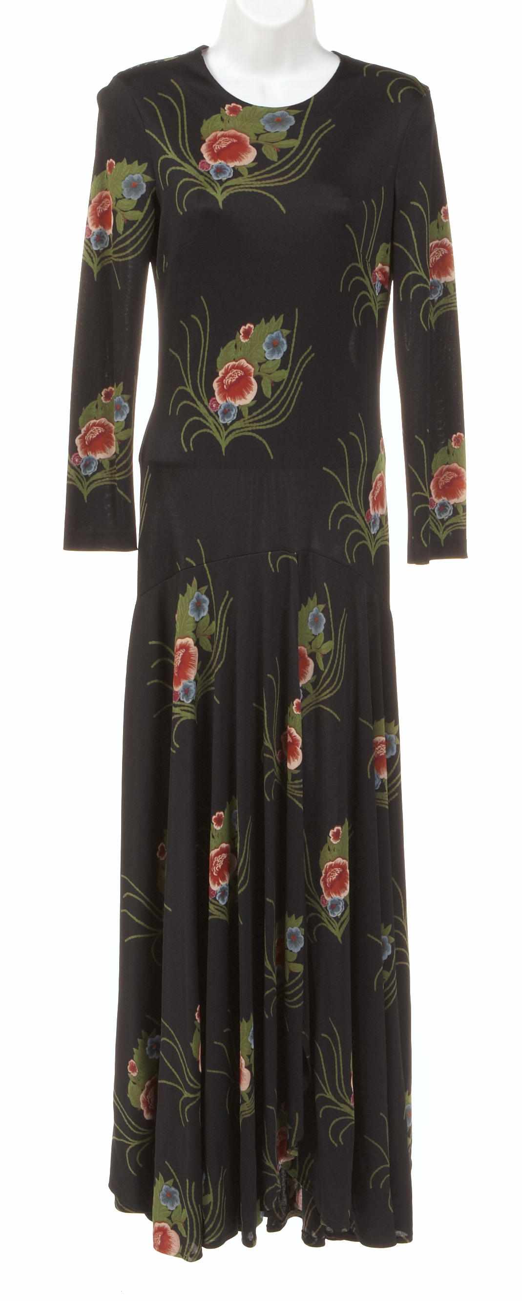 Appraisal: A Diane von Furstenberg long black and floral patterned dress