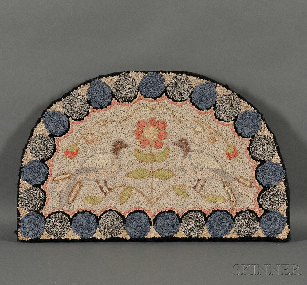 Appraisal: Demilune Hooked Rug America early th century with arched border