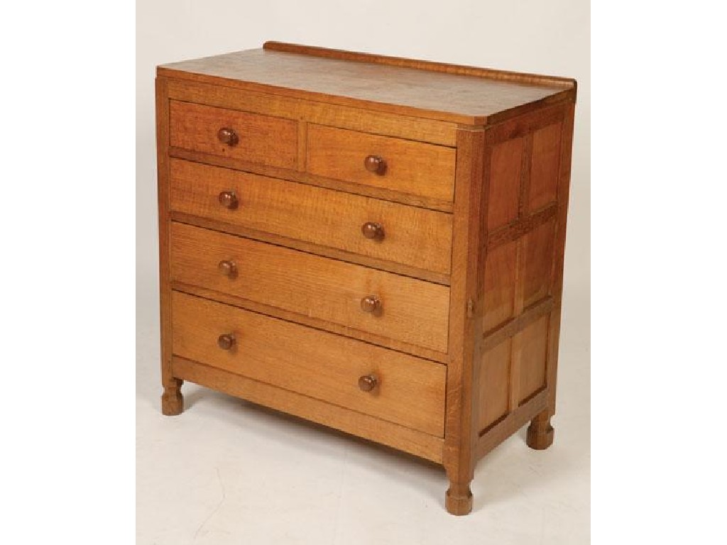 Appraisal: MOUSEMAN ROBERT THOMPSON OF KILBURN AN OAK CHEST OF DRAWERS