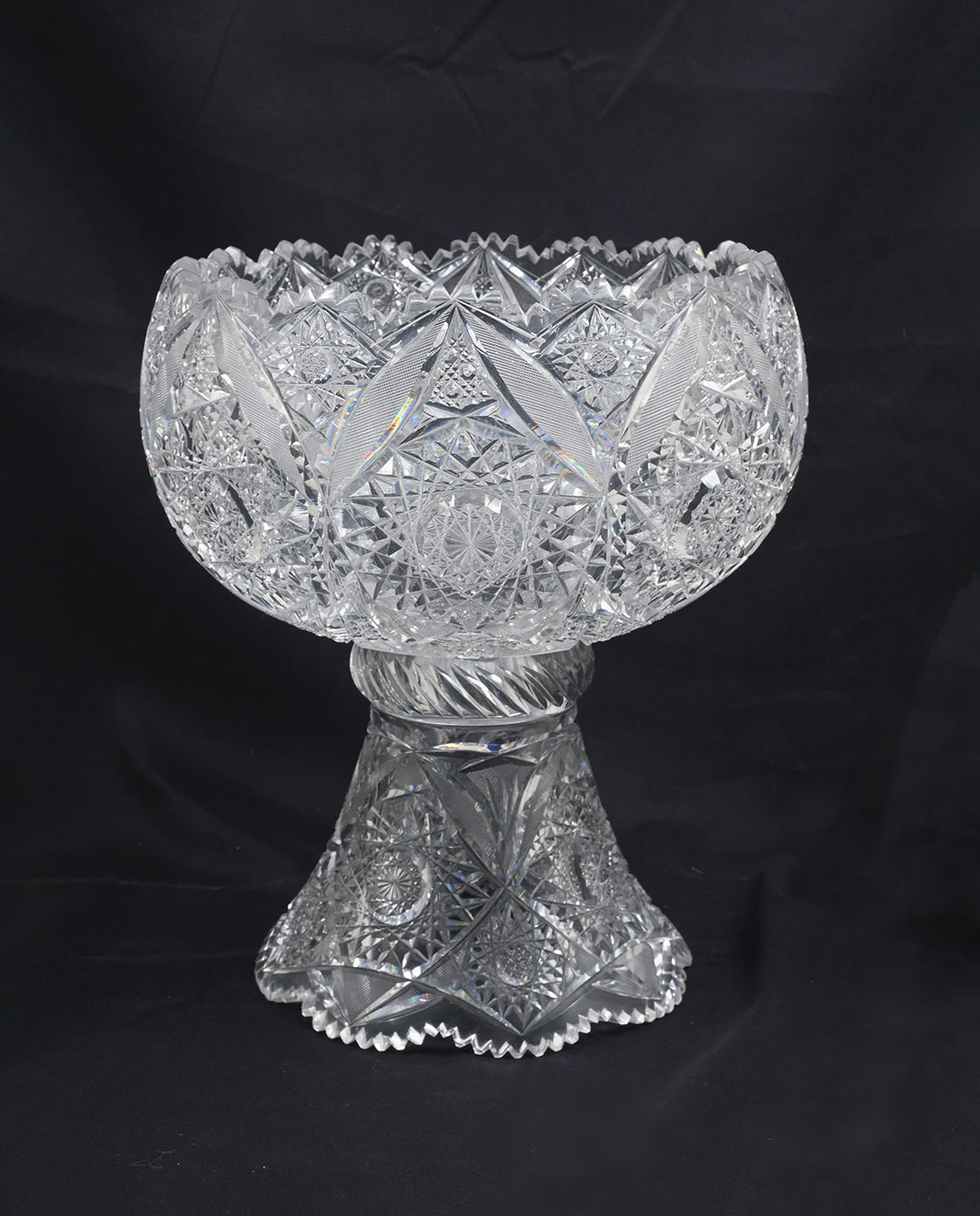 Appraisal: AMERICAN BRILLIANT PERIOD CUT GLASS PUNCH BOWL Punch bowl resting