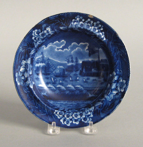 Appraisal: Landing of General Lafayette historical blue bowl th c dia