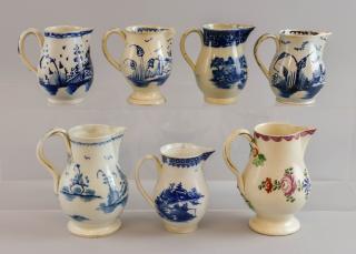 Appraisal: th century English polychrome jug cms high and six other