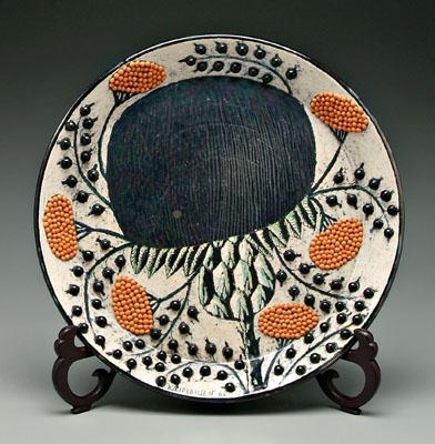 Appraisal: Birger Kaipianien charger Finnish - iridescent dark glaze surrounded by