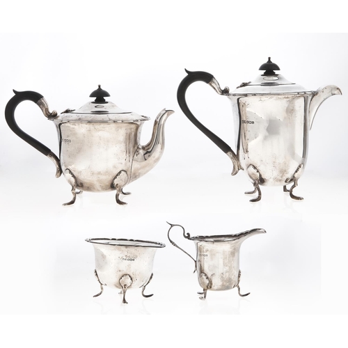 Appraisal: A George V four-piece silver tea service on hoof feet