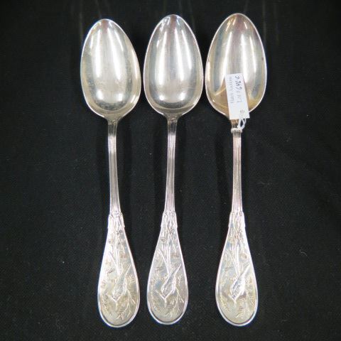 Appraisal: Tiffany Audubon Sterling Serving Spoons monogram Minnie Betz on back