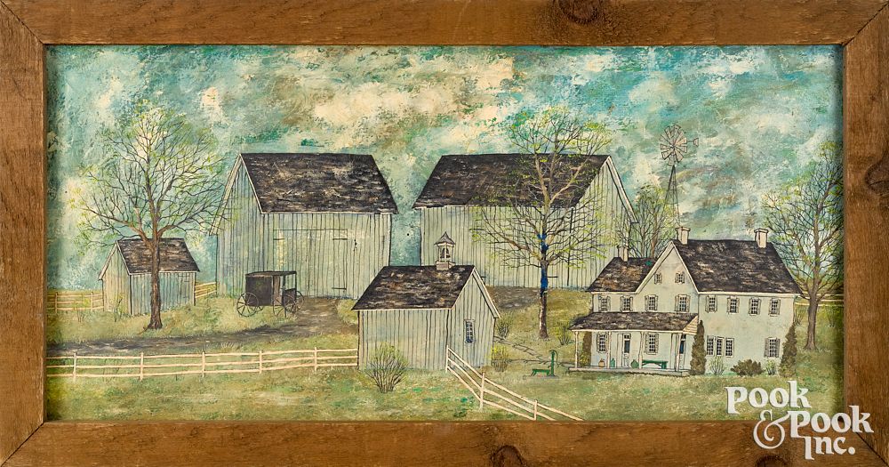 Appraisal: Dolores Hackenberger oil of Amish Farmstead Dolores Hackenberger Pennsylvania b