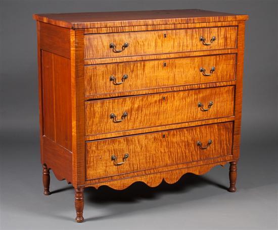 Appraisal: Federal tiger maple chest of drawers Mid-Atlantic States circa in