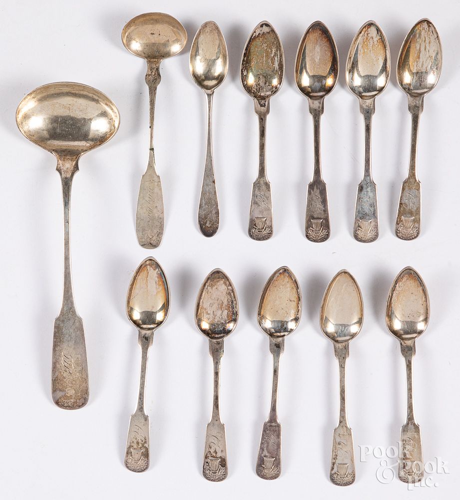 Appraisal: Coin silver spoons Coin silver spoons to include a set